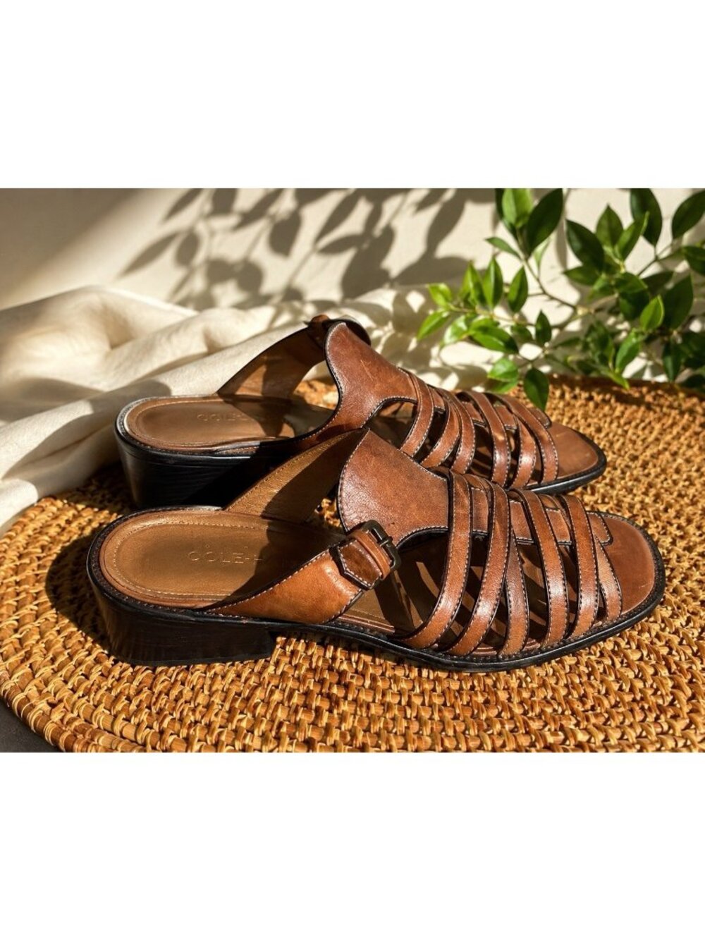 Vintage Cole Haan Brown Leather Fisherman Sandals Women’s Size 9.5 Slip On